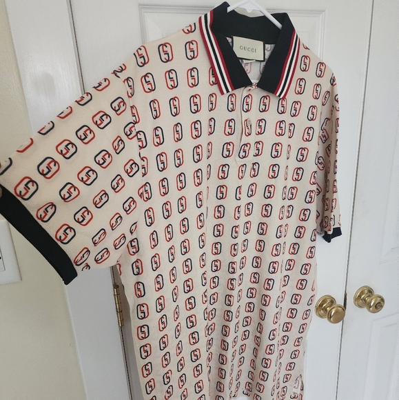 Gucci Logo Print Cotton Pique Polo Shirt - Picture 6 of 8